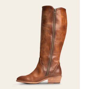 Carson Piping Tall Western Boot Knee High Caramel Leather